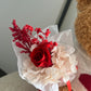 Valentines Day bear with preserved mini rose bouquet